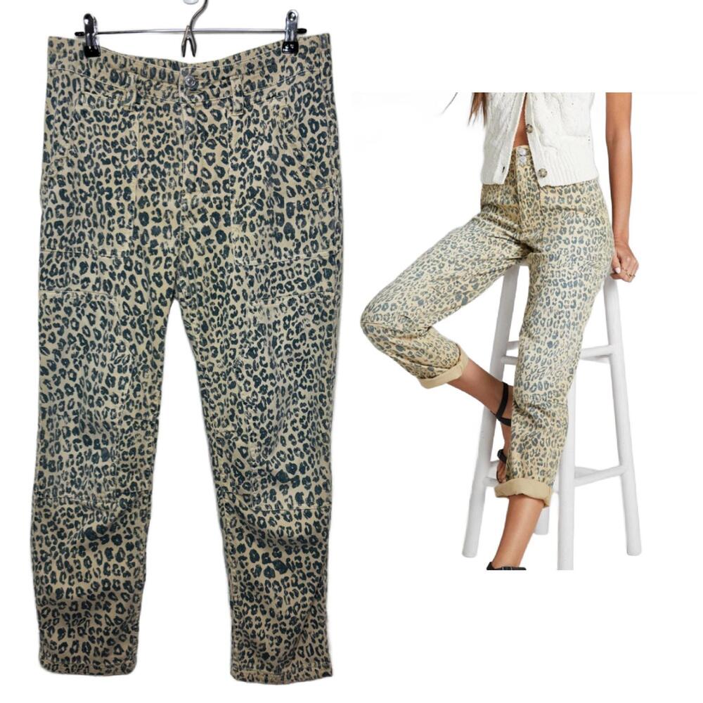 Pilcro Anthropologie Women 29 The Wanderer Straight Leg Leopard Print Jean(1956)